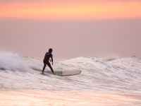 man doing surfing at golden hour